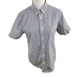 Everlane Button Down Shirt Womens Medium‎ Blue & White Stripe Short Sleeve Top